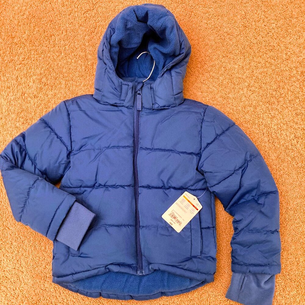 Little Boys Adorable Bright Blue Puffy Winter Coat.  New With Tags XXS 4/5